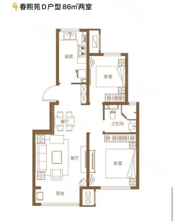 竹沁园2室2厅1卫90㎡南北118万