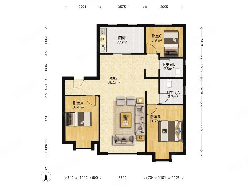 泽信公馆 电梯房 楼龄新 高楼层视野无遮挡 南北通透 双卫