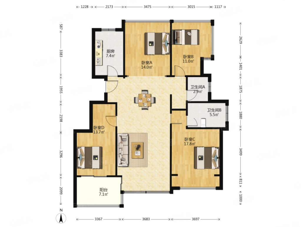 荷澜庭 带电梯 商圈成熟 产权清晰 中间楼层 楼龄新