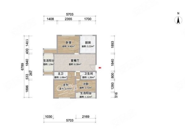 九里花苑3室2厅2卫123㎡南北188.8万