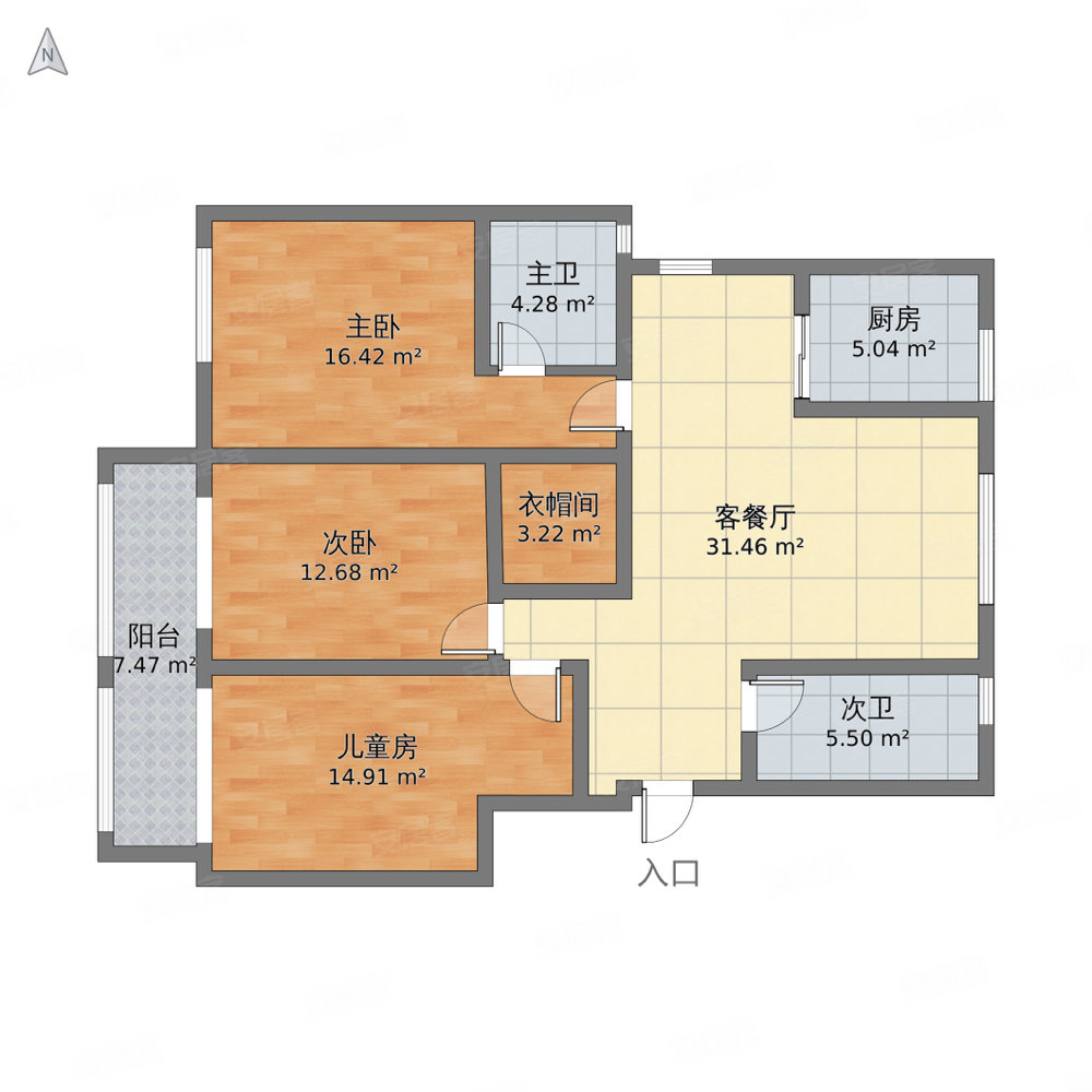 合景天玺4室2厅2卫131㎡南北182万