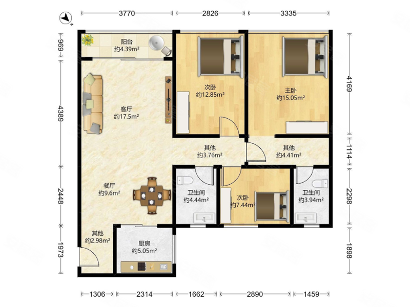 蓝郡公馆4万单价精装121平海景3房