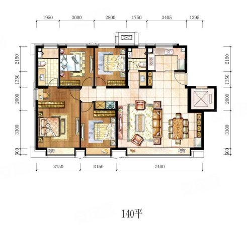 公园十七区4室2厅2卫89.77㎡南北418万