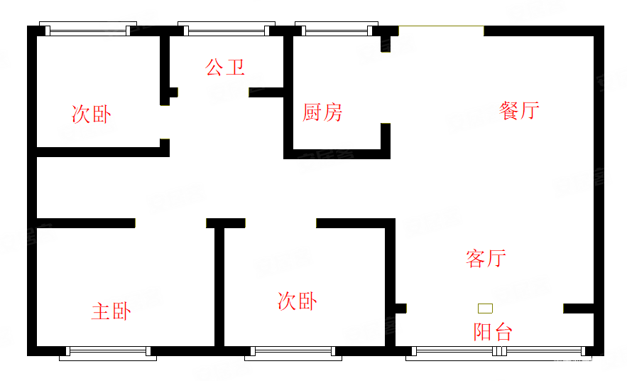 菁华轩3室2厅1卫100㎡南北70万