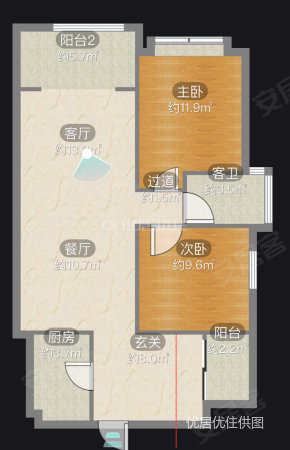 尚书房2室2厅1卫88㎡东南54.8万