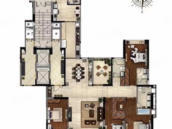广州天河珠江新城中天汇广场天銮天銮 高层豪华南四房 商住两用 拎包
