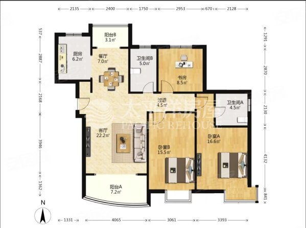 秋月枫舍(二期公寓住宅)3室2厅2卫134.48㎡南1098万