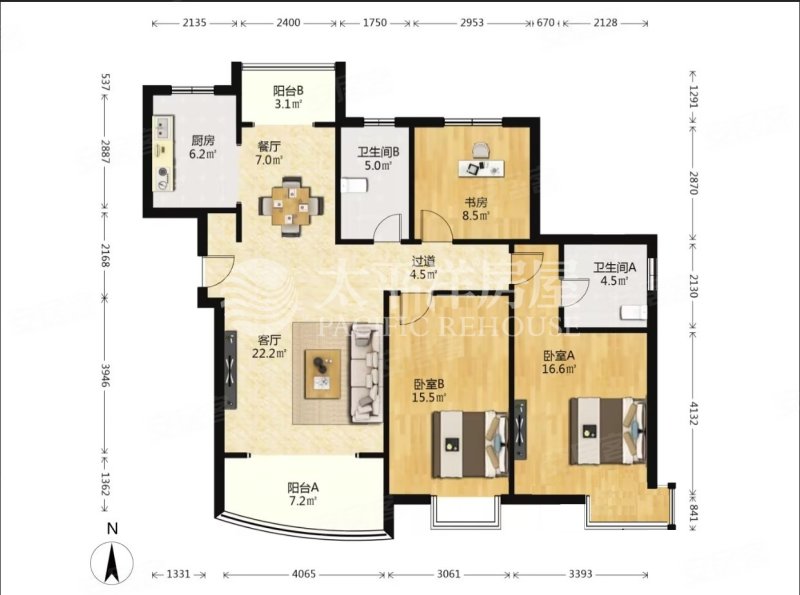 秋月枫舍(二期公寓住宅)3室2厅2卫134.48㎡南1098万