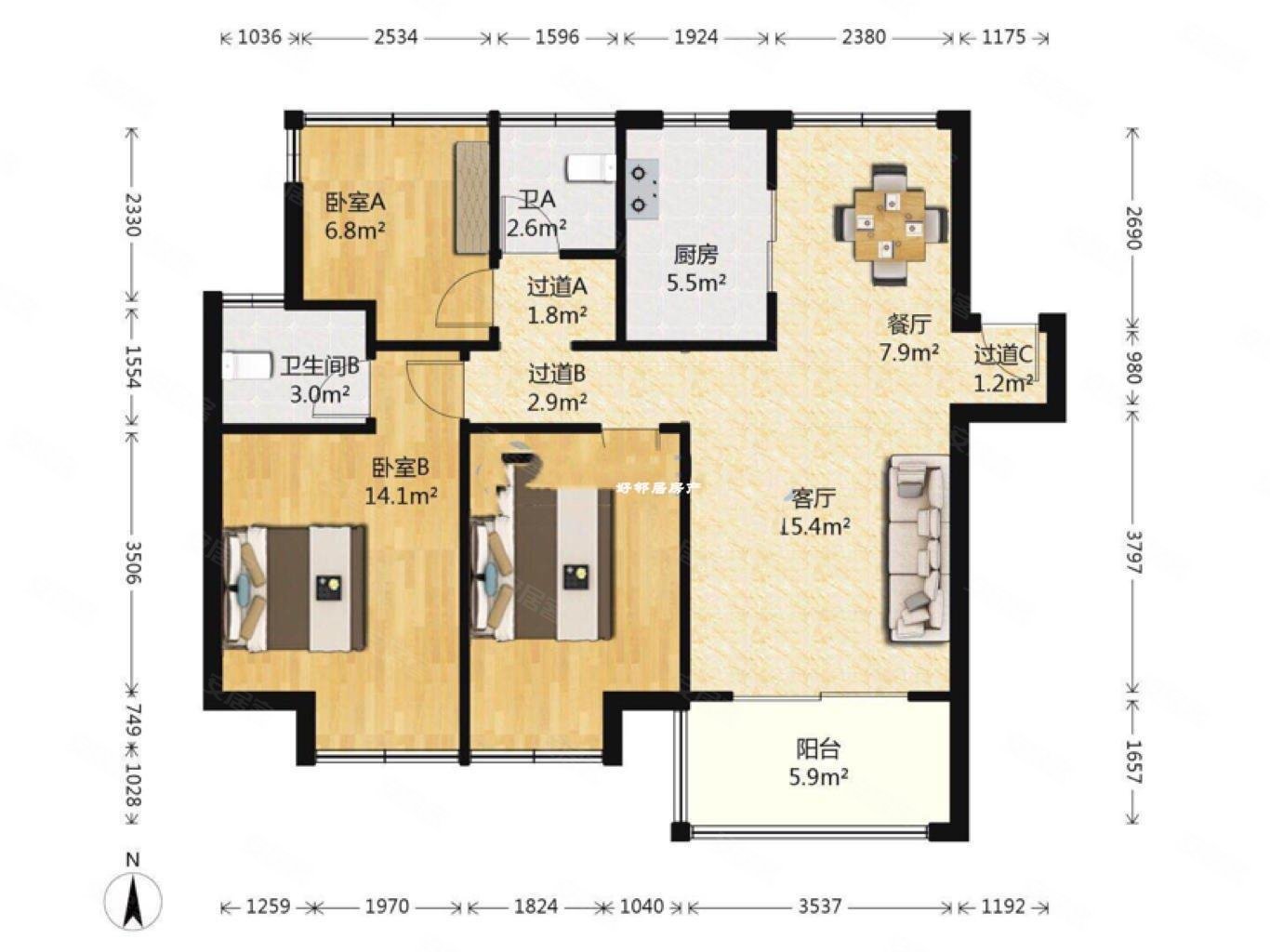 融创玉兰公馆一期豪华设计近地铁双卫格局刚需小三居