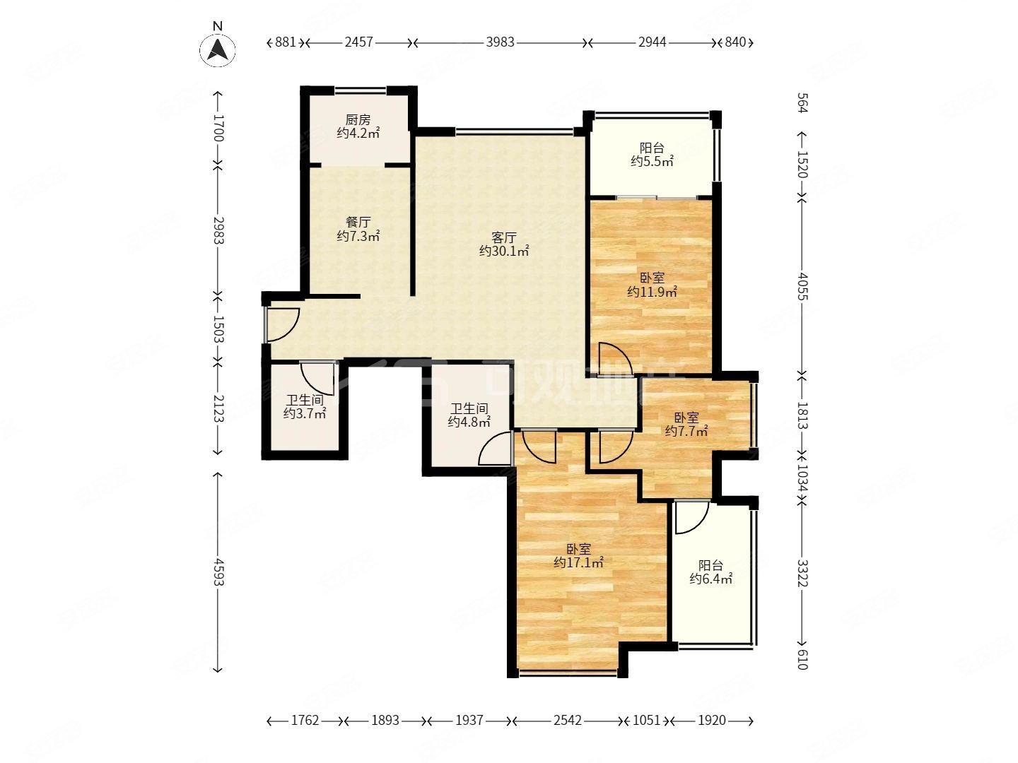泰禾红峪a区 丨电梯高层丨东南北三面采光丨大三房