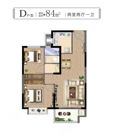 冯溪家苑2室1厅1卫84㎡南北50.8万