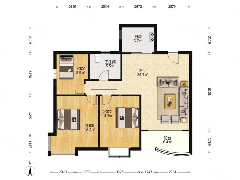 地铁上 王府花园 五星年华 全明 采光好  得房率高