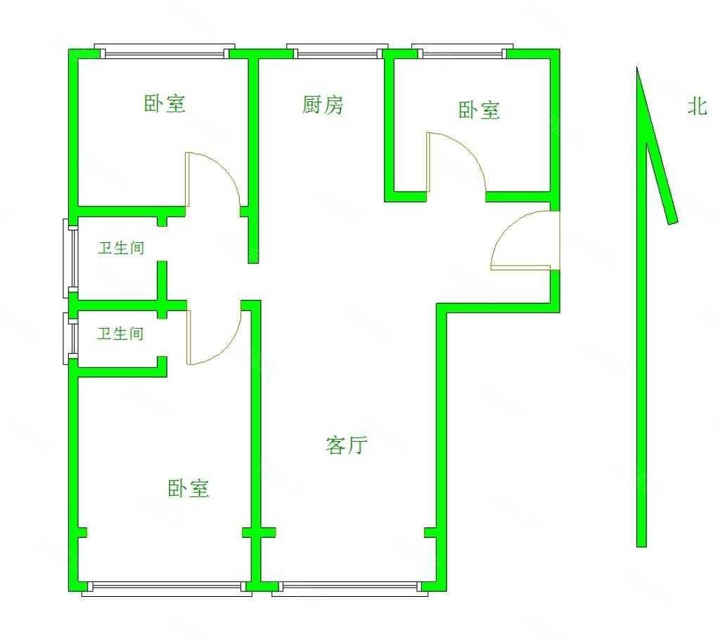 香江巴黎印象3室2厅2卫124㎡南北80万