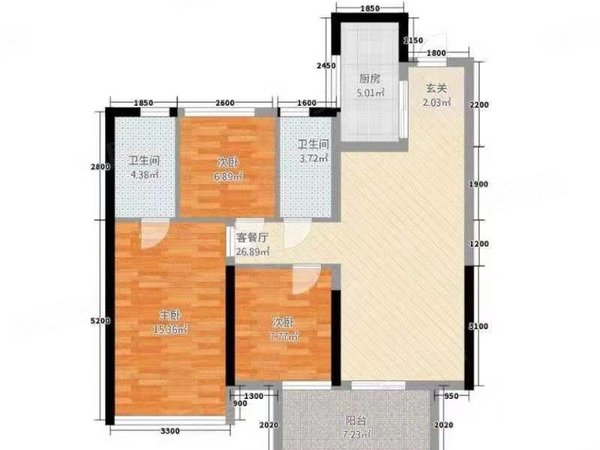 金华婺城湖海塘智合院北区湖海塘板块 智合院 东边套大三房。采光视线无遮挡 精装修拎包出租房源真实图片