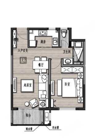 电梯房 南北通透 永德宝邸 1室2厅 看房方便 有钥匙