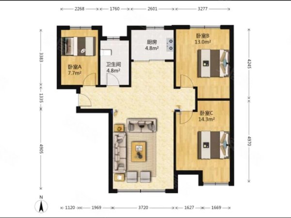 青岛黄岛东方影都保利海上罗兰保利海上罗兰 3室2厅1卫  电梯房 104