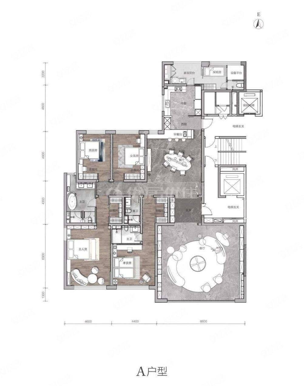 珠江中国阙4室3厅3卫332㎡东西3300万