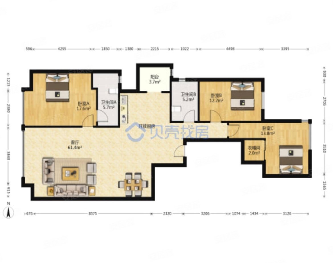 晓港名城六期领海小港一路24号3室2厅2卫160平方米
