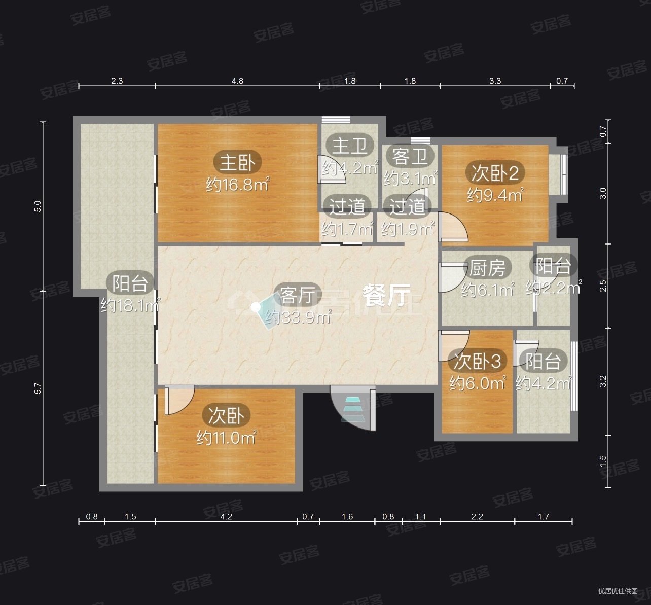 150万元清水朝向南融信澜湾4居室134平