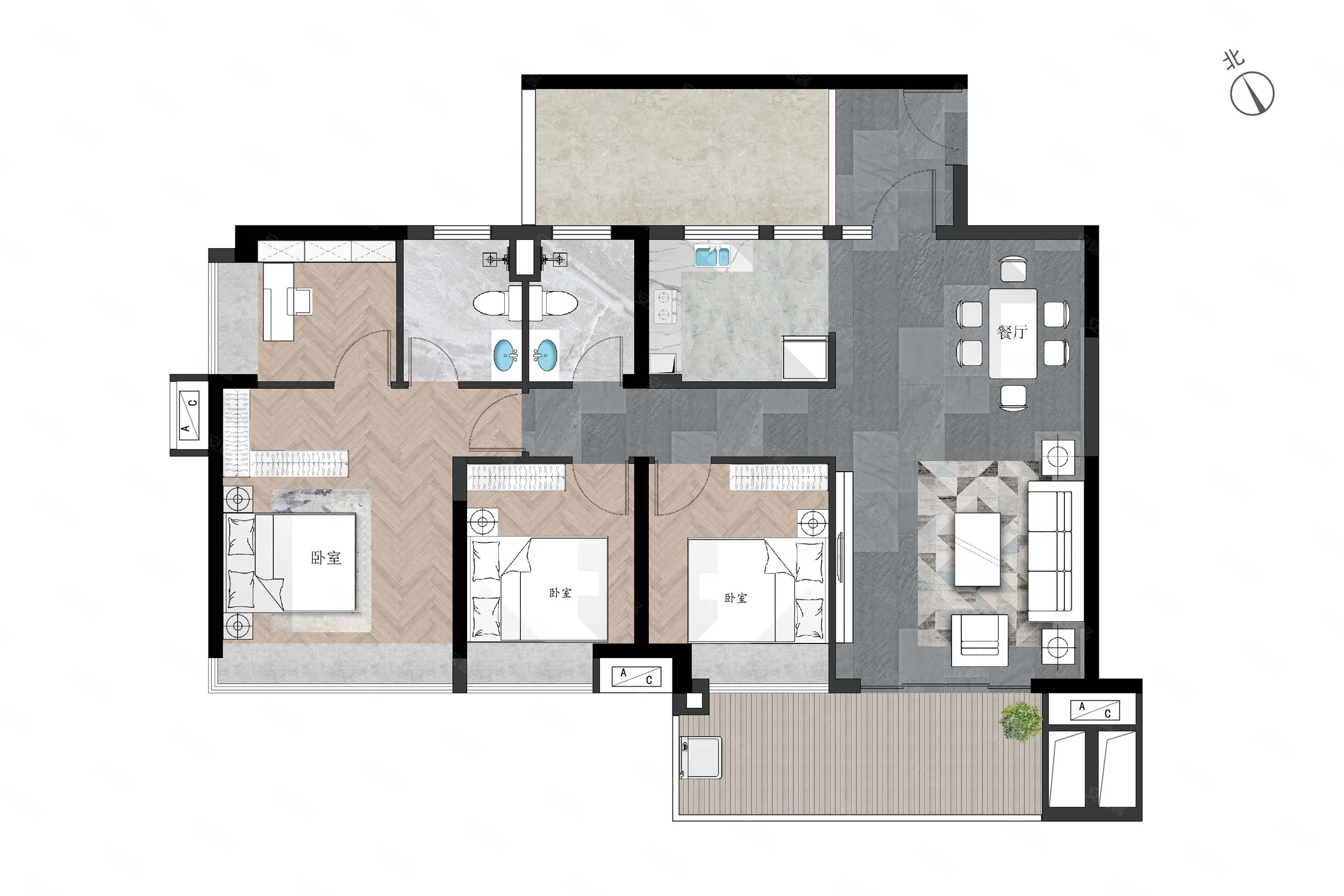 高楼层随时看房,中航公元二期二手房,205万,4室2厅,2卫,137平米-赣州