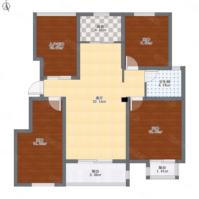 电梯中层 南北通透 采光户型好,山水龙城香水湾二手房,56.