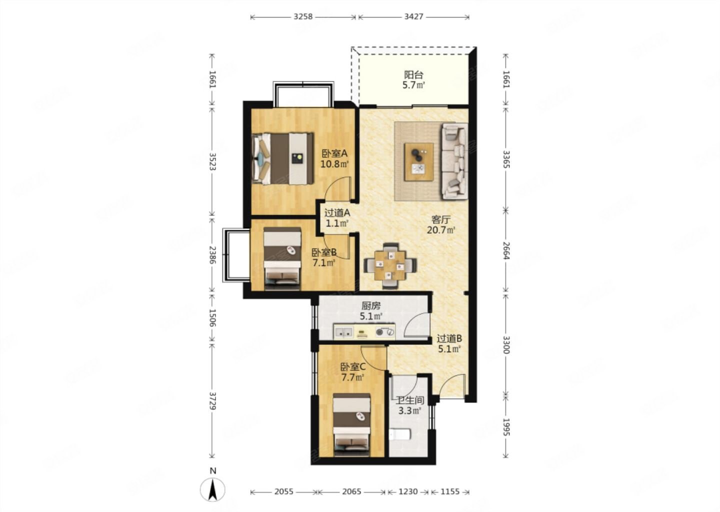 证够5年高层单边位实用3房通风采光好二线江景金雅苑