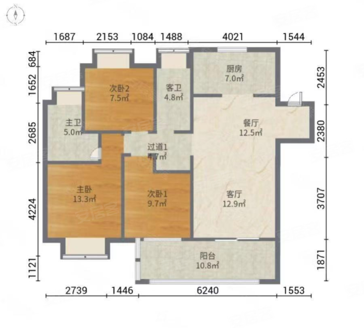 华润江南府(南区)3室2厅2卫110㎡南144万
