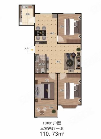 桃李街千斤顶家属楼3室2厅1卫74.65㎡南北59万