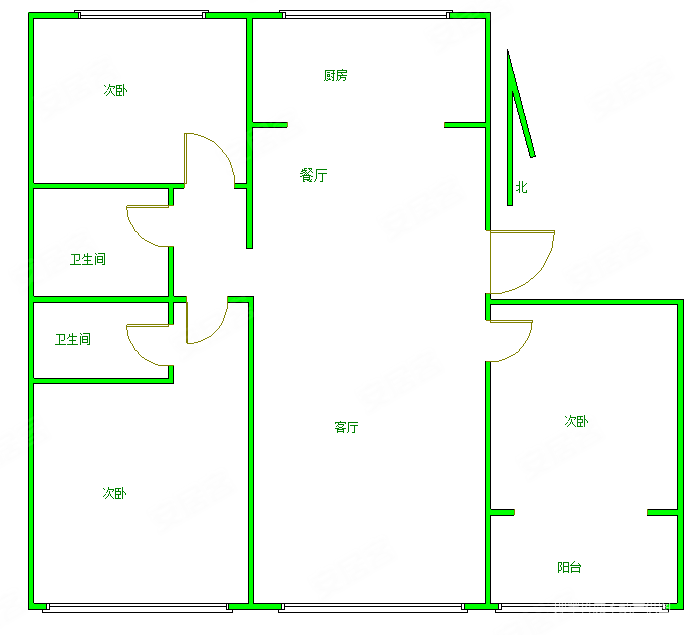 闫家岭东区3室2厅2卫120㎡东120万