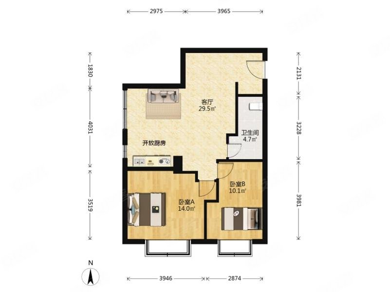 平安嘉苑2室1厅1卫84.58㎡西南519万