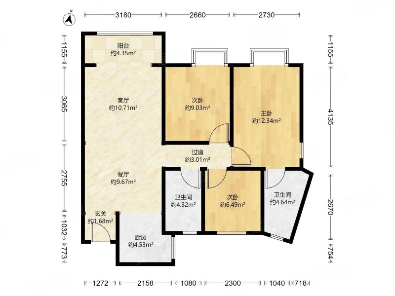 中冶德贤御府3室2厅2卫105.97㎡南北129万