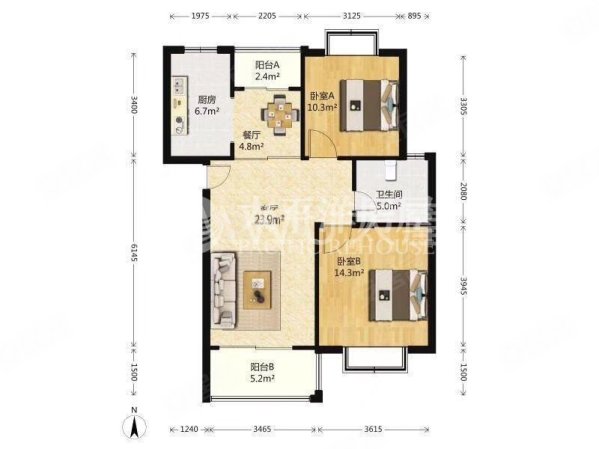 东方吉苑2室1厅1卫94㎡南630万