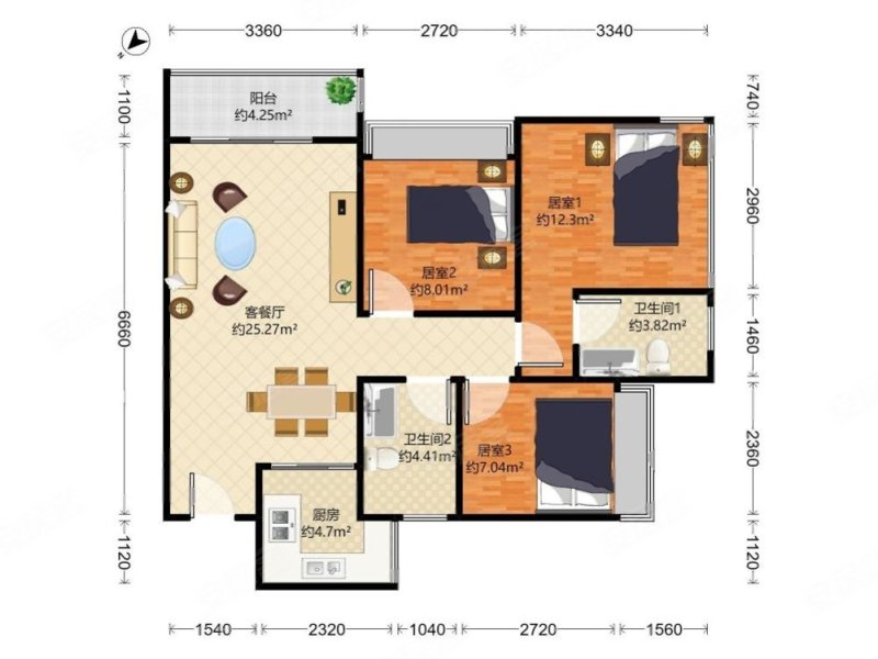 星河天地(一三期)3室358.00万元难得的好户型急售