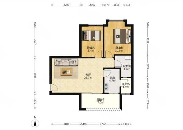 琶洲安置新社区2室1厅1卫75㎡南380万