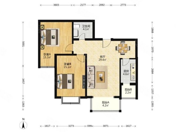 西山枫林(三区)2室1厅1卫97.3㎡南510万