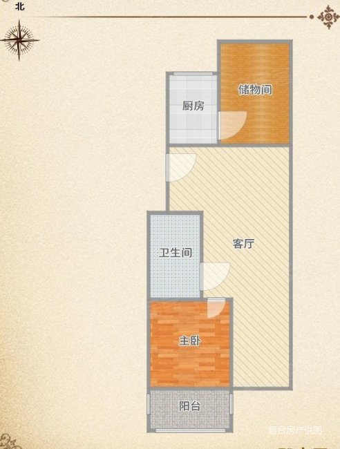 御路园1室1厅1卫69.27㎡南北185万