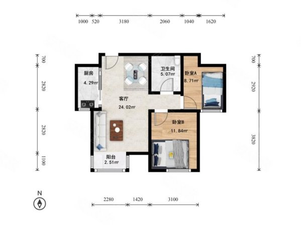 万泉盛景园2室1厅1卫89㎡南630万