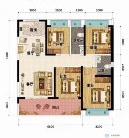 金园大厦4室2厅2卫113㎡南北48万