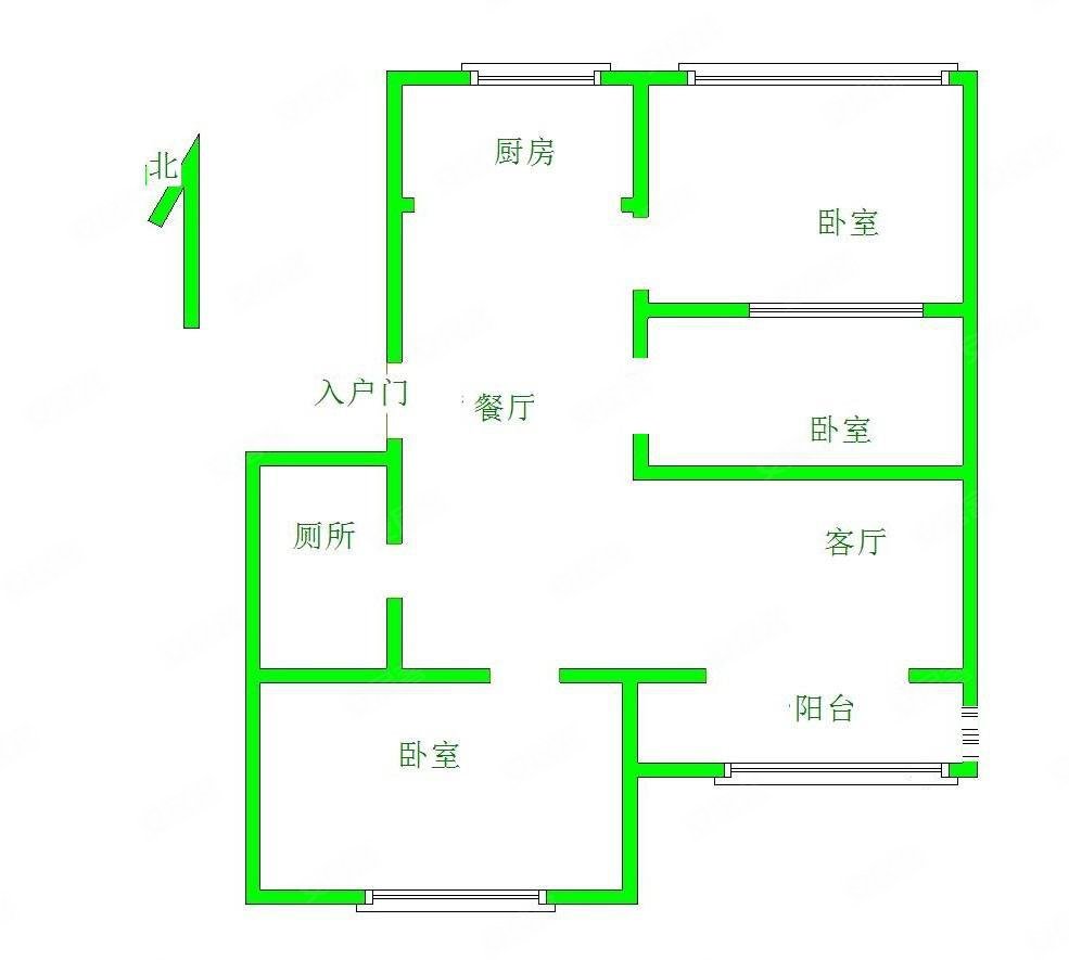 教委宿舍(红阳大街)3室2厅1卫83㎡南北64万