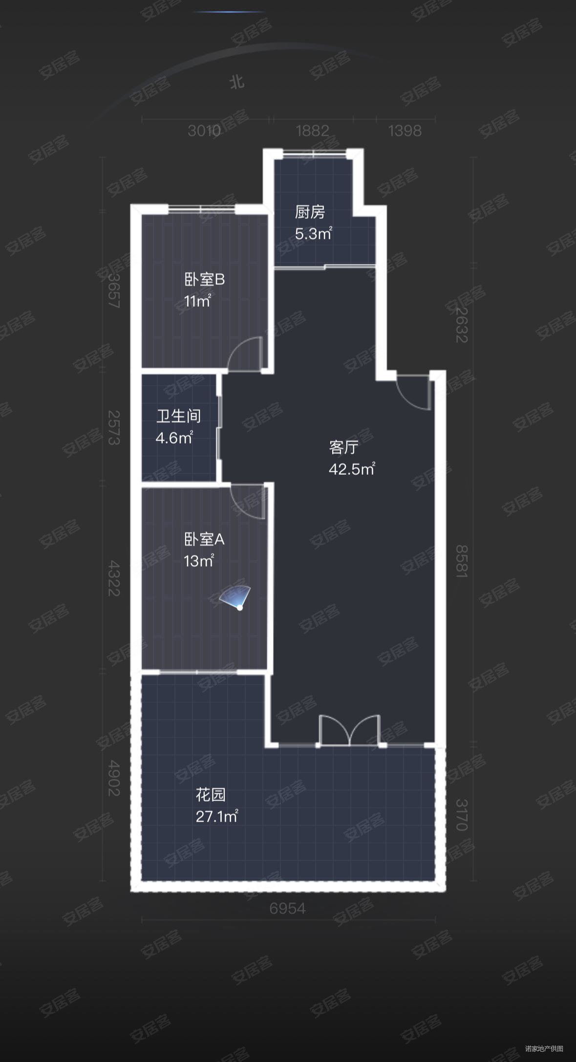 湾里南小区1室0厅0卫91.6㎡南北92万