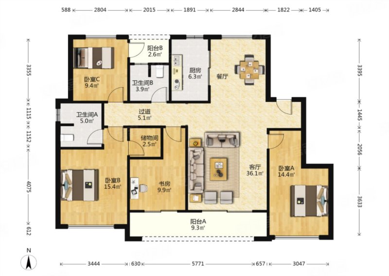 户型方正 双阳台 精装交付 大落地窗 下应洋房一哥 随时看房,融创涌宁