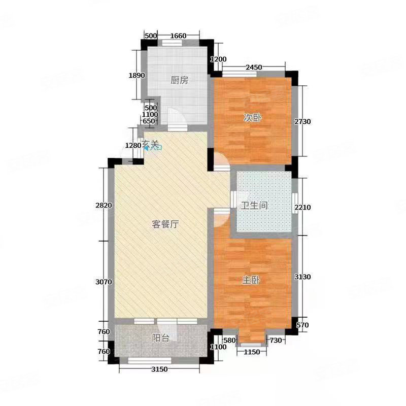 月牙岛国际社区2室2厅1卫85㎡南北41.8万