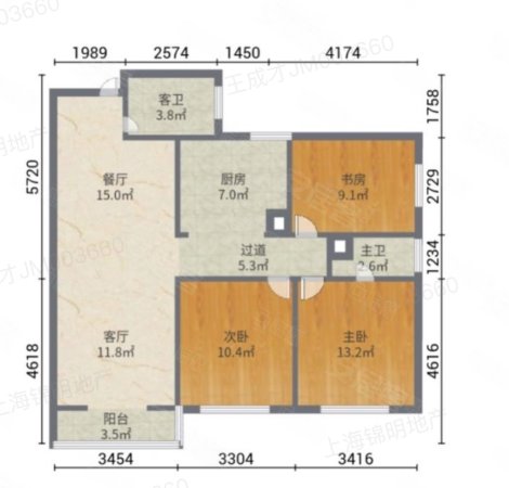 建国公馆3室2厅2卫128.71㎡南北930万