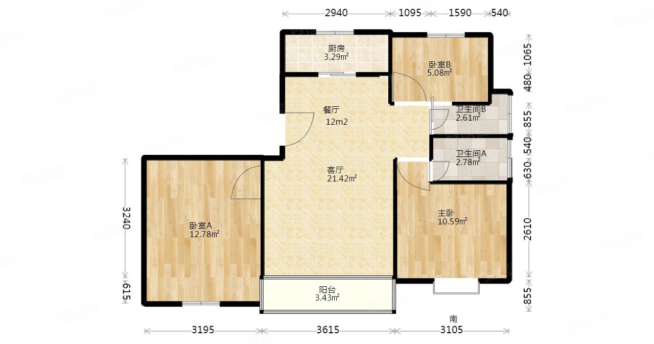 矿大三胞34新小区 绿地理想城 集中供暖飞机户型 3室2卫,绿地理想城