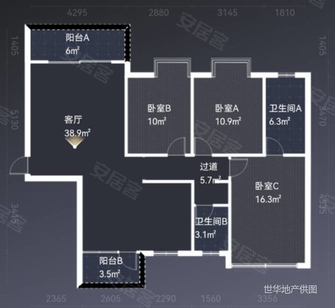 北部湾海港城3室2厅2卫127.82㎡南北53.8万