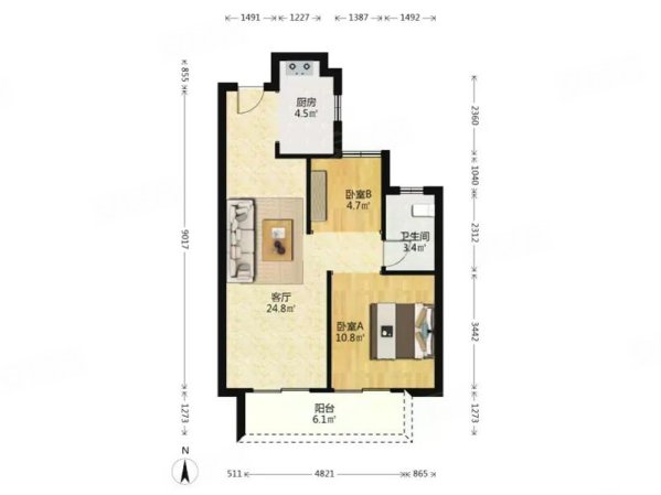 汉口18722室2厅1卫80.74㎡东南168万