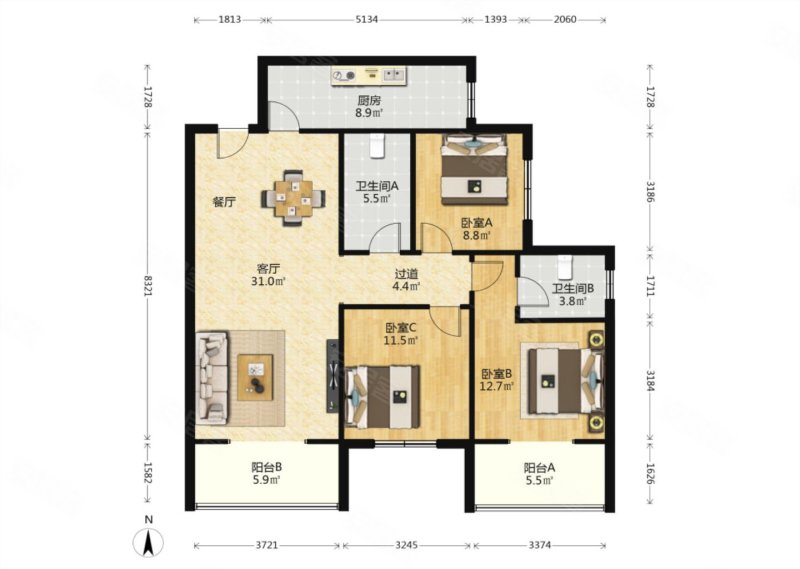 旭景兴园 商圈成熟 中间楼层 装修好 近地铁 有电梯