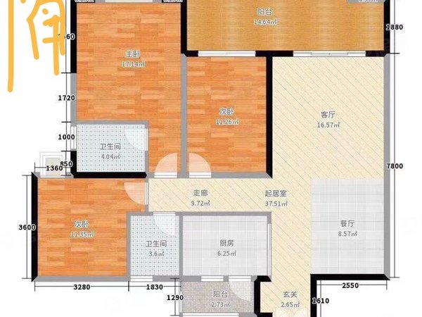 【多图】光大花园三期,工业大道北租房,光大花园三期 3室2厅2卫 电梯