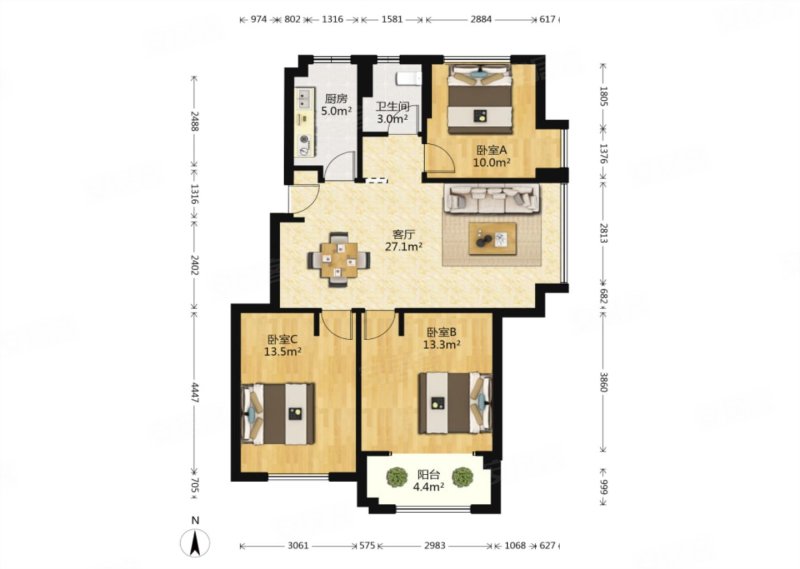 东边套全明户型 精装25万赠送 宜家家居旁 精装修花园洋房