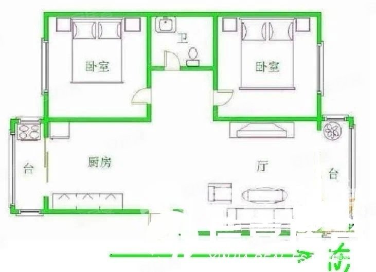 贻欣园2室2厅1卫121.3㎡东西174万